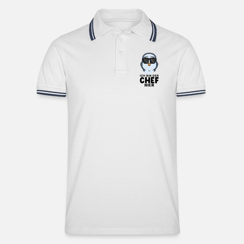 Pinguin - Männer Tipped Poloshirt - Weiß/Navy