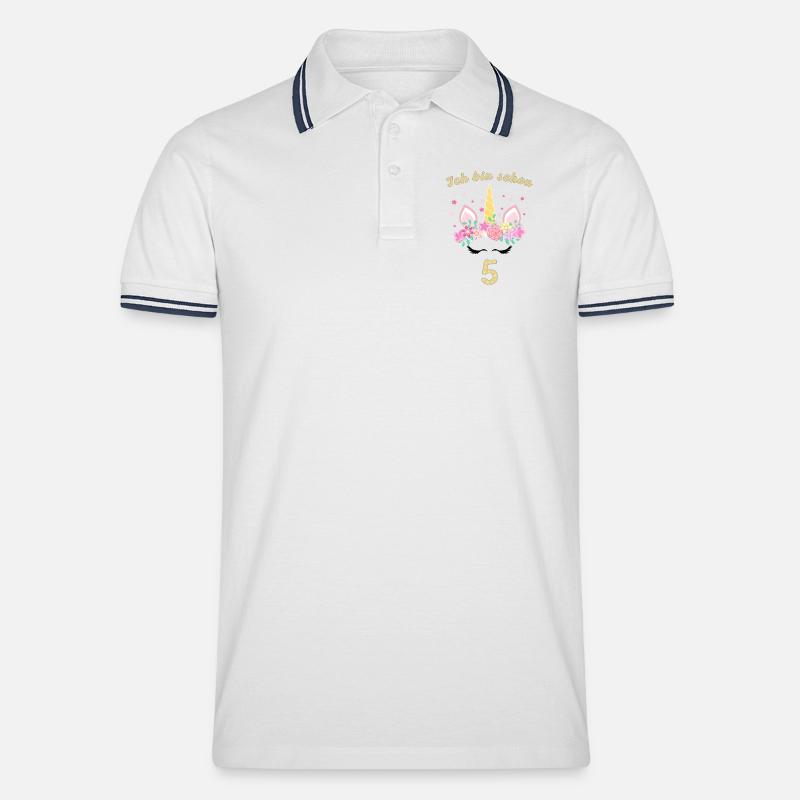 ich bin schon 5 - Männer Tipped Poloshirt - Weiß/Navy