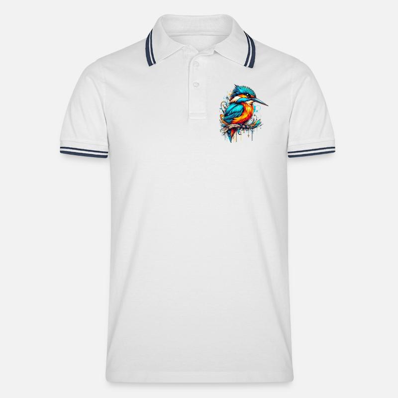 Eisvogel - Männer Tipped Poloshirt - Weiß/Navy