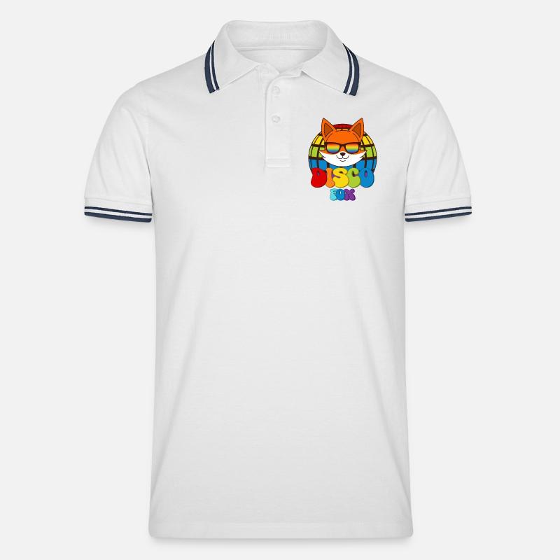 Disco Fox Discokugel Fuchs Sonnenbrille Discofox - Männer Tipped Poloshirt - Weiß/Navy