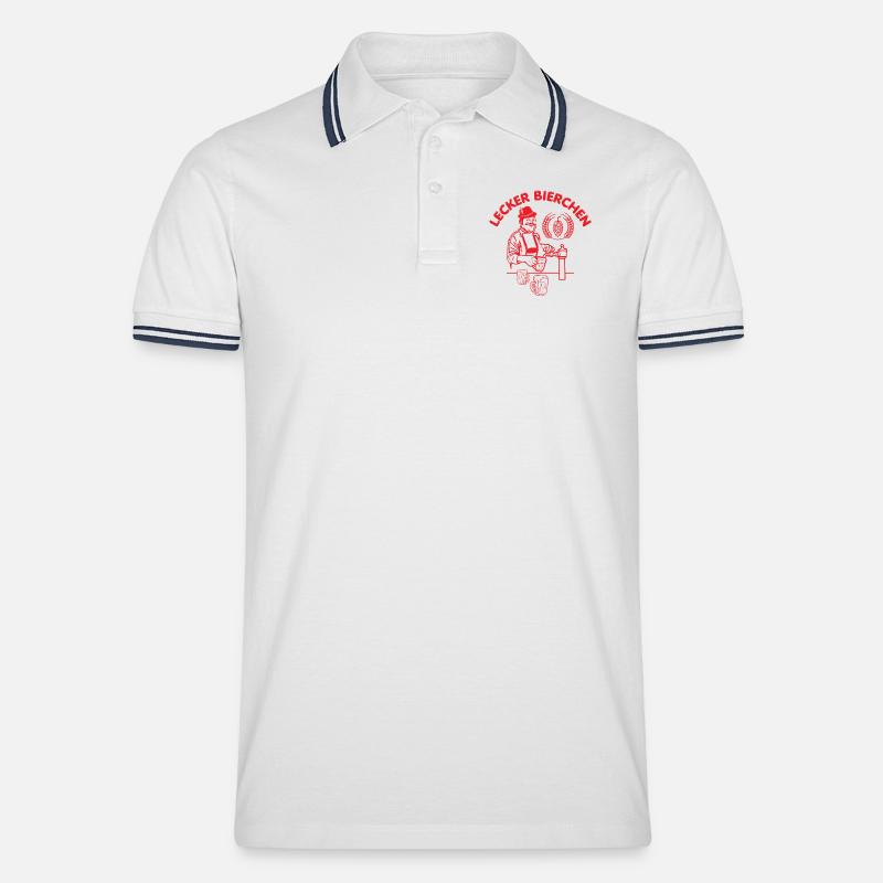 Lustiges lecker Bierchen Döner Retro Design - Männer Tipped Poloshirt - Weiß/Navy