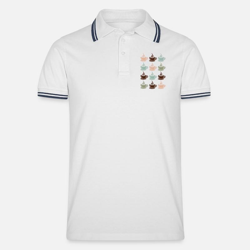 Kaffee - Männer Tipped Poloshirt - Weiß/Navy