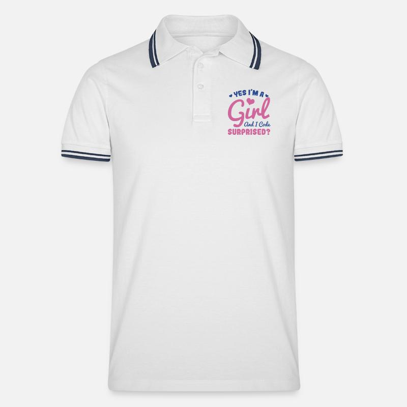 Mädchen und Programmiererin - Männer Tipped Poloshirt - Weiß/Navy