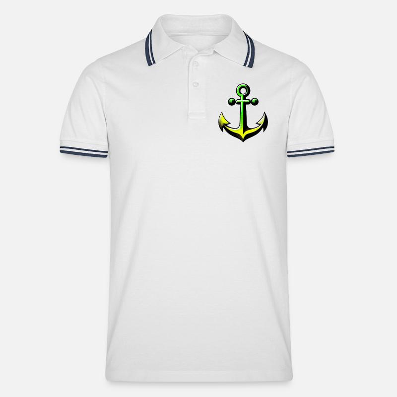 Ein Anker - Männer Tipped Poloshirt - Weiß/Navy