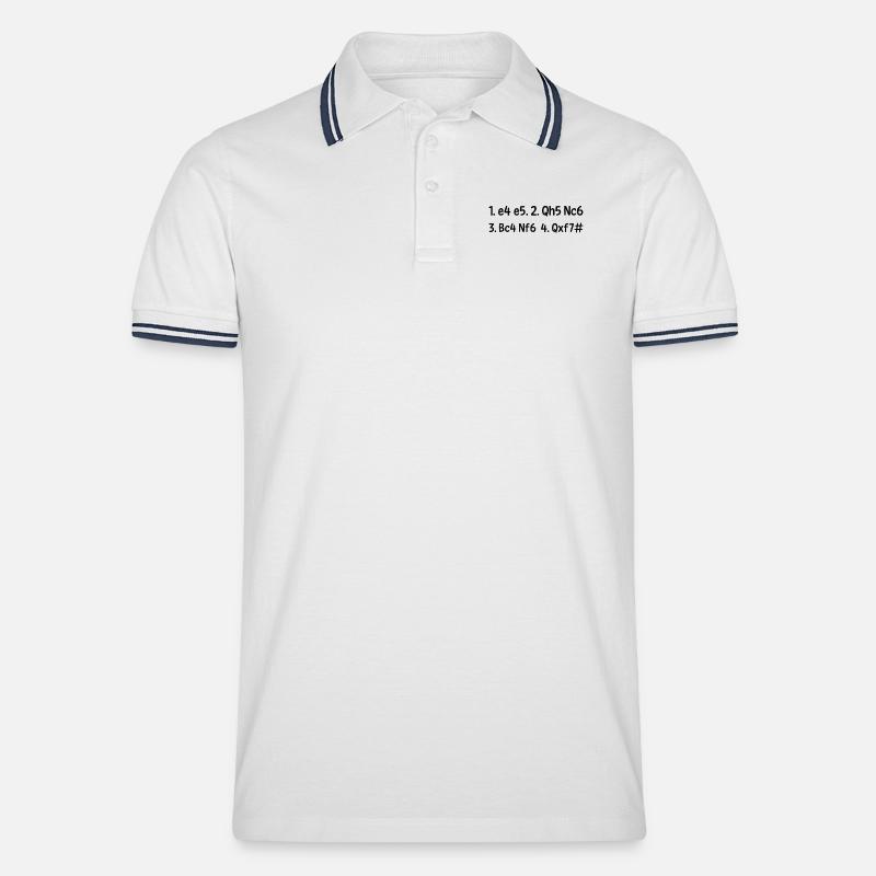 Schäfermatt - Schach, Schachfigur Geschenkidee - Männer Tipped Poloshirt - Weiß/Navy