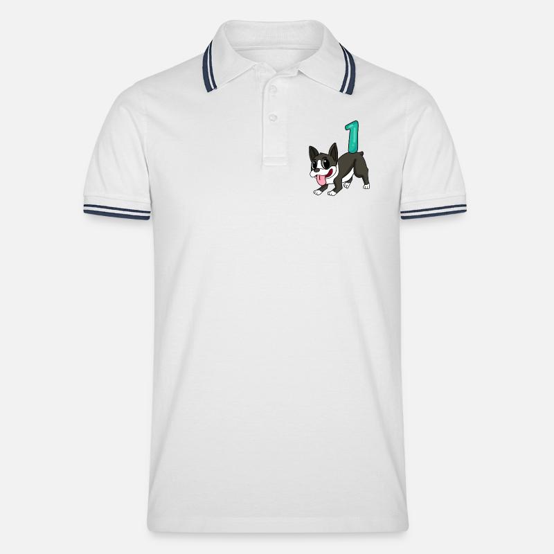 Zahl 1 Nummer Eins - Männer Tipped Poloshirt - Weiß/Navy