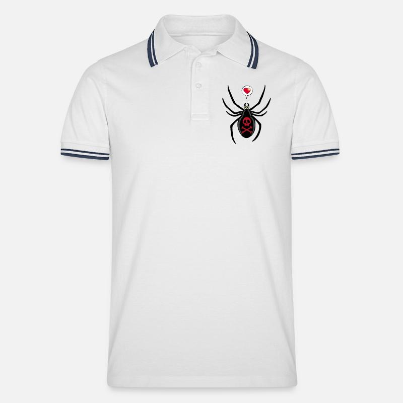 Verliebte schwarze Witwe Spinne - Männer Tipped Poloshirt - Weiß/Navy