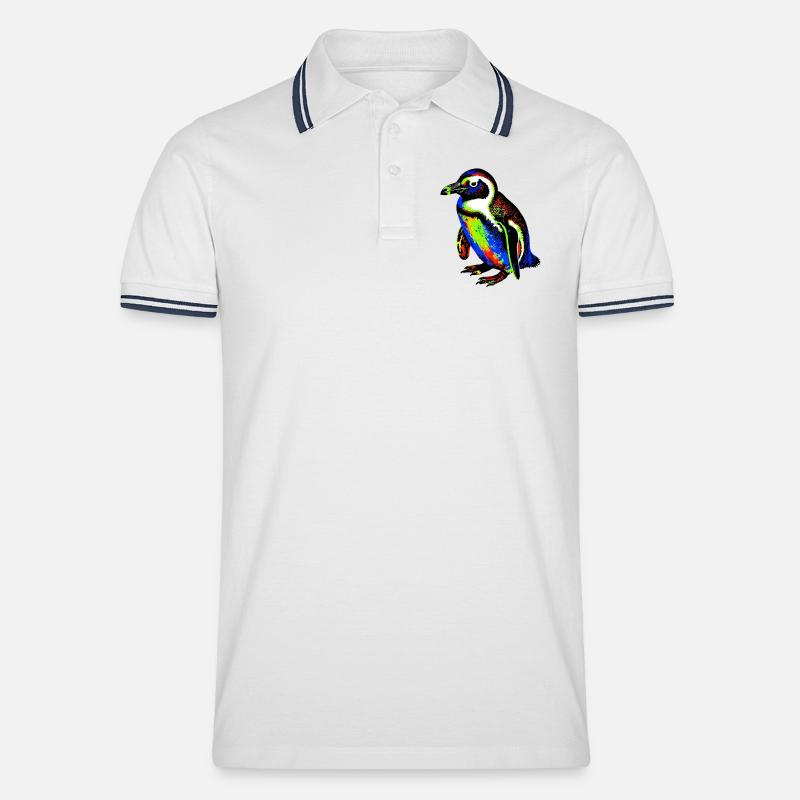 Pinguin - Männer Tipped Poloshirt - Weiß/Navy