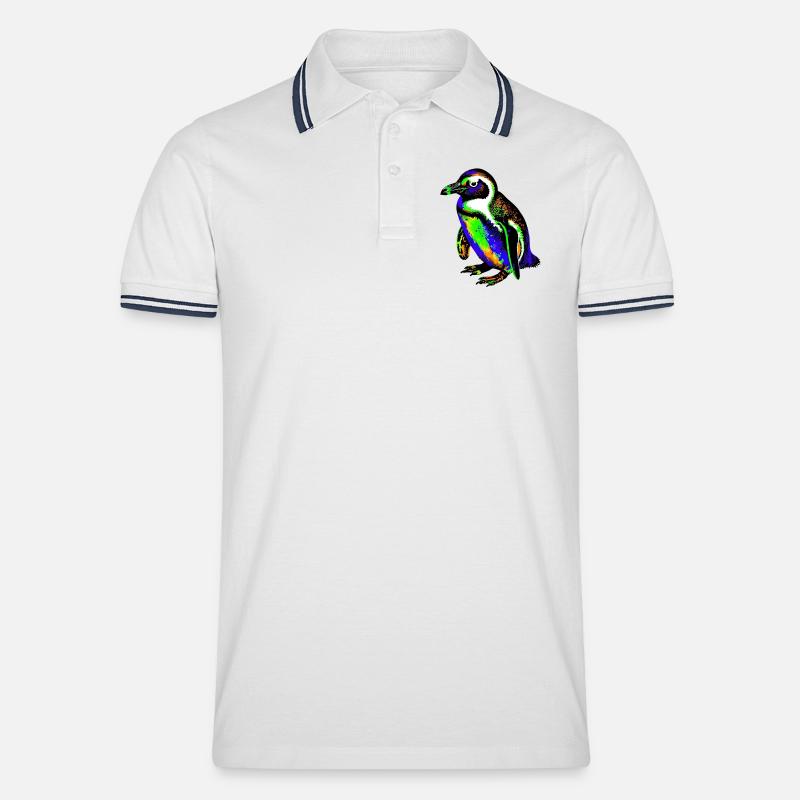 Pinguin - Männer Tipped Poloshirt - Weiß/Navy
