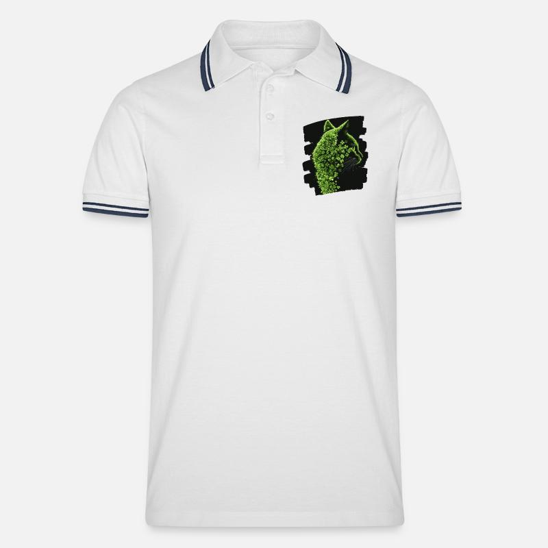 St Patricks day Katze - Männer Tipped Poloshirt - Weiß/Navy
