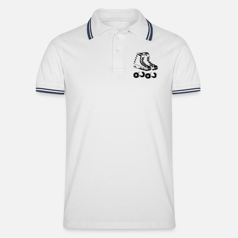 Roller Skates Pixel Kunst - Männer Tipped Poloshirt - Weiß/Navy