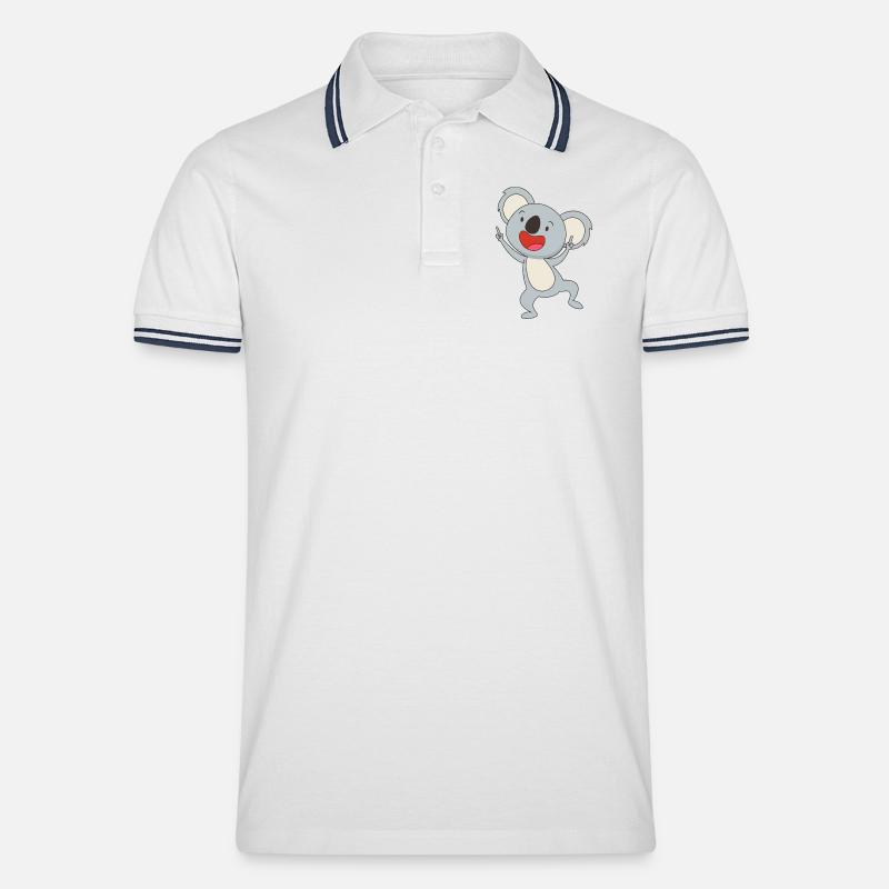 Dancing Koala Joy - Männer Tipped Poloshirt - Weiß/Navy