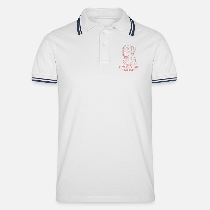 Proud Fox Red Lab Mom - Männer Tipped Poloshirt - Weiß/Navy