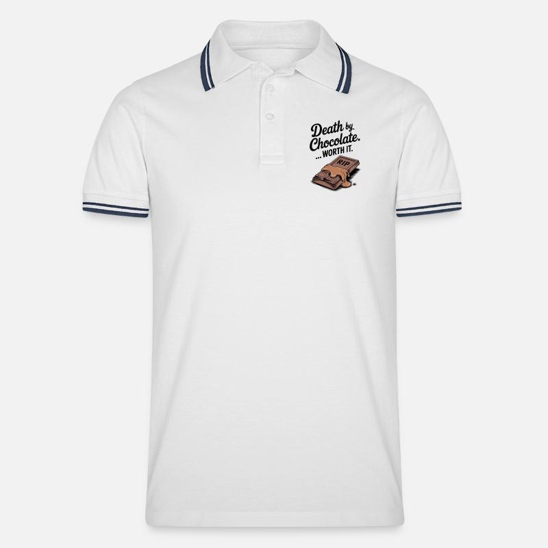 Tod durch Schokolade... Es lohnt sich - Männer Tipped Poloshirt - Weiß/Navy