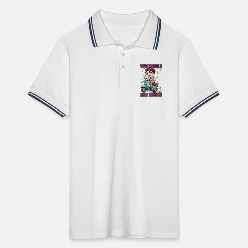 Scooter Two Wheels Zero Regrets Scooter Driver Men's Tipped Polo Shirt