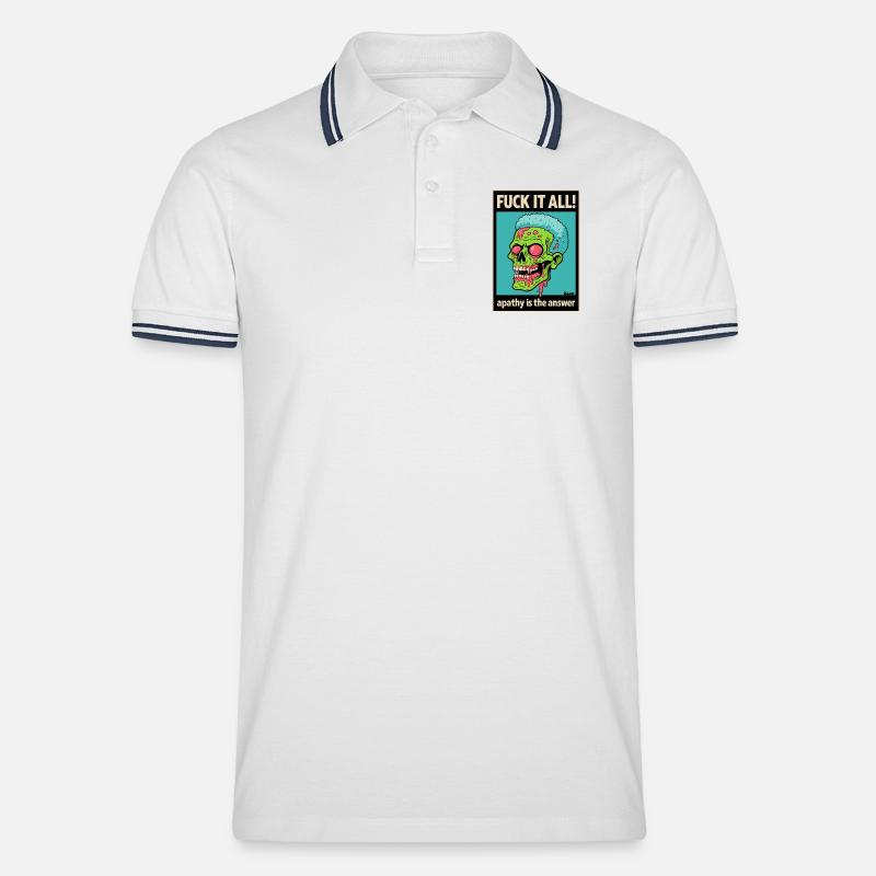 Zombie Totenschädel mit mutigem Statement - Männer Tipped Poloshirt - Weiß/Navy