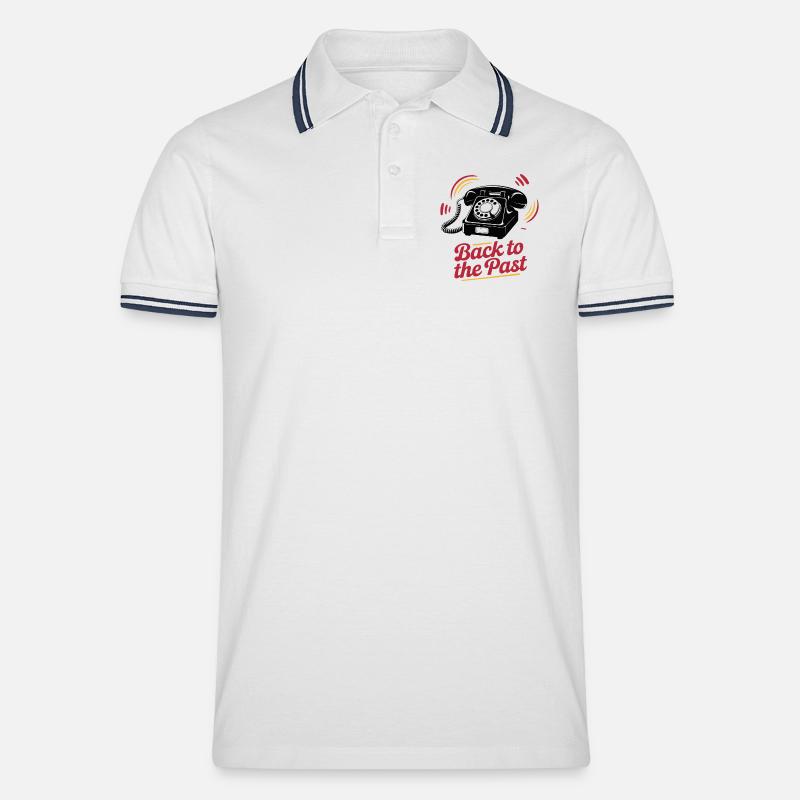 Retro Wählscheibentelefon Nostalgie Design - Männer Tipped Poloshirt - Weiß/Navy