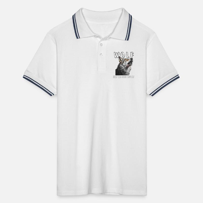 WOLF NOT A DAY WITHOUT HOWLING Men's Tipped Polo Shirt