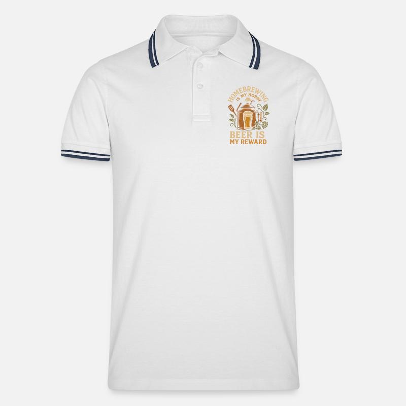 Kein Eiskaffee, sondern Cold Brew - Männer Tipped Poloshirt - Weiß/Navy