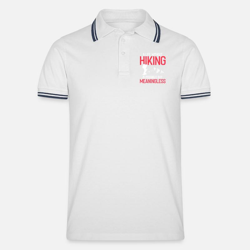 Life Without Trails Hiking Passion Devotion - Männer Tipped Poloshirt - Weiß/Navy