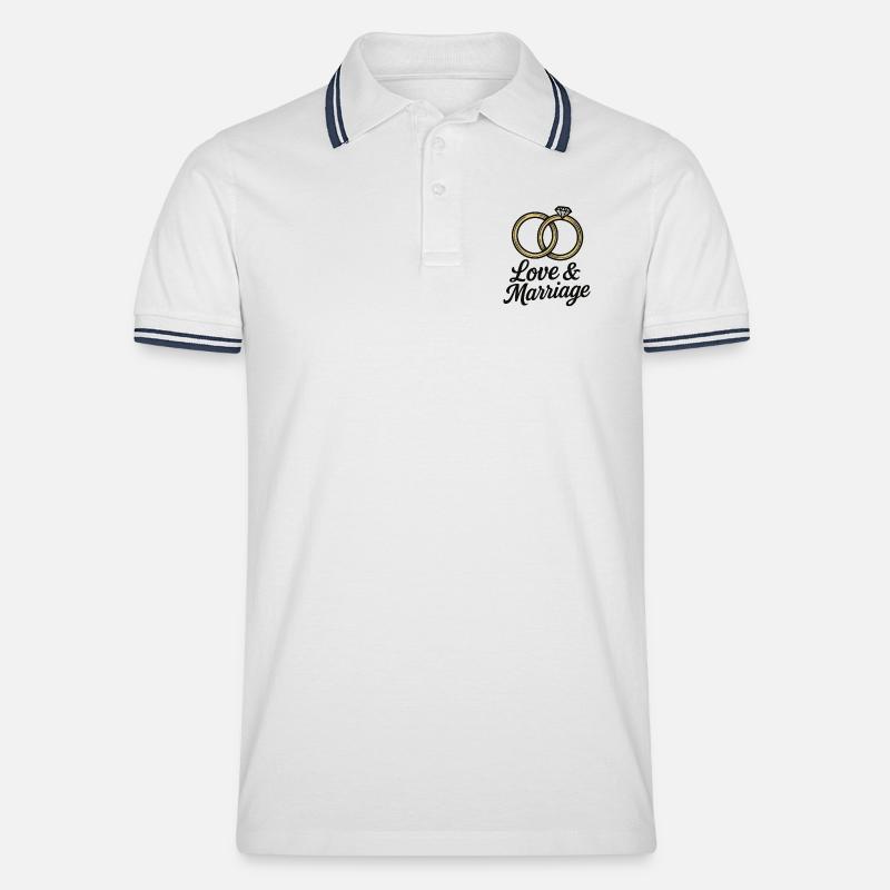 Liebe & Ehe Trauringe - Liebe & Ehe - Männer Tipped Poloshirt - Weiß/Navy