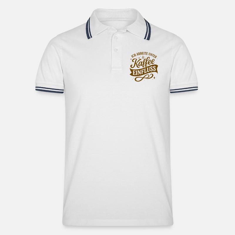 Ich arbeite unter Kaffee-Einfluss - Männer Tipped Poloshirt - Weiß/Navy
