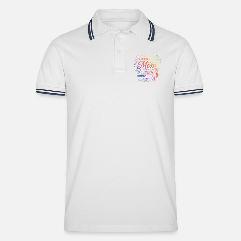 Mama 2026 Loading Mom Bunt - Männer Tipped Poloshirt - Weiß/Navy