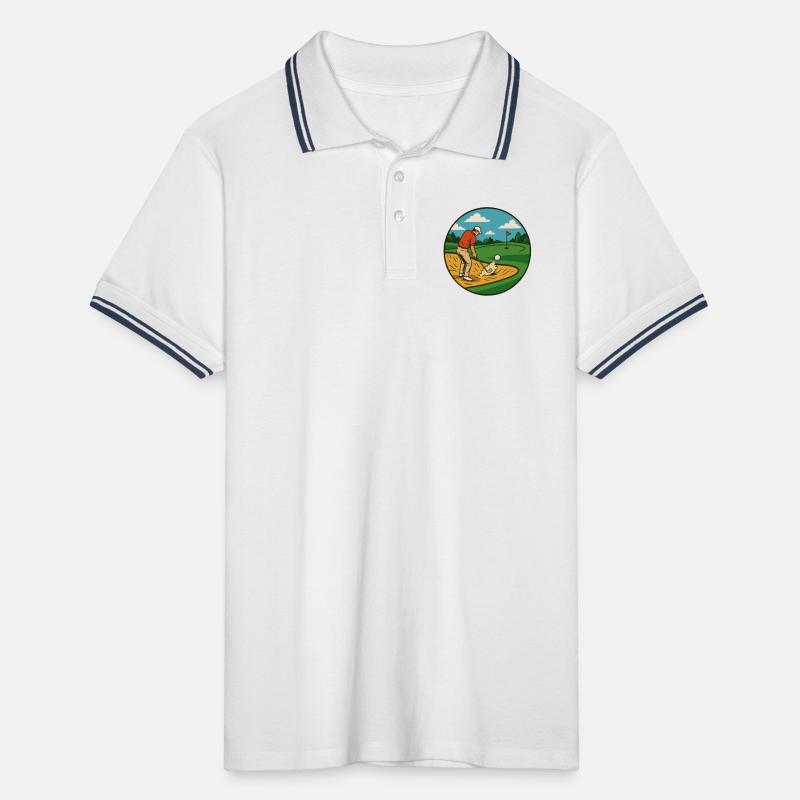 Funny Golf Swing Golfer Golf Course Play Golf Men's Tipped Polo Shirt