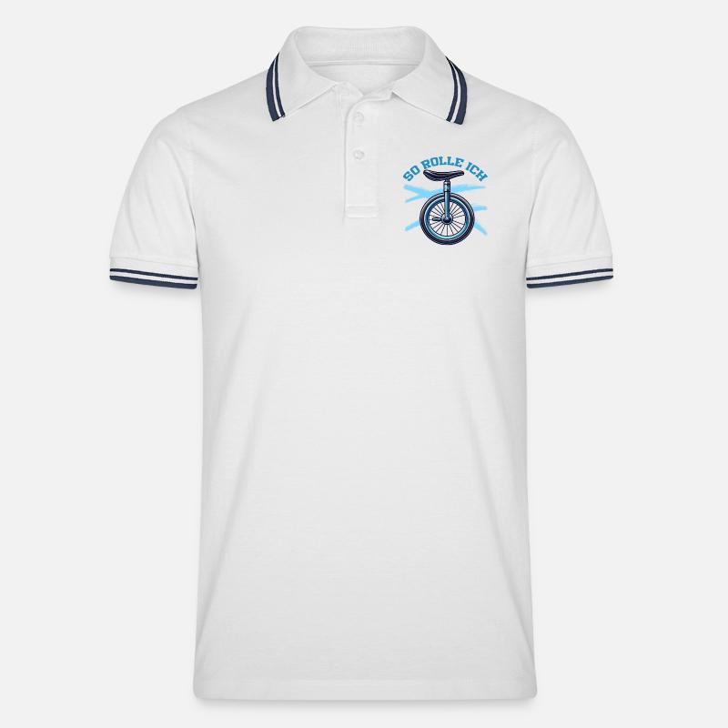 So Rolle Ich Einrad Einradfahrer - Männer Tipped Poloshirt - Weiß/Navy