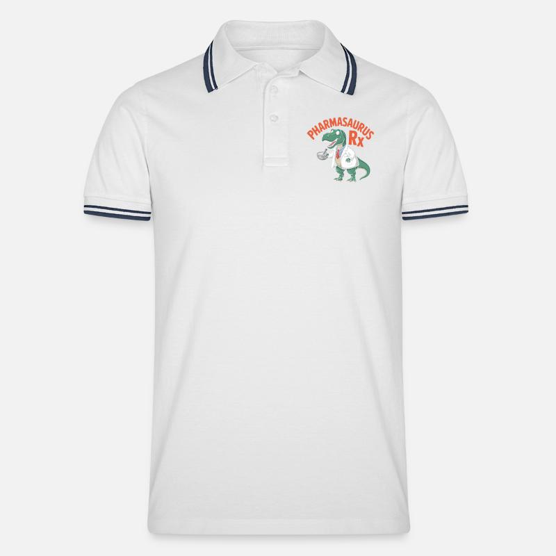 PharmaSaurus RX Doktoralligator - Männer Tipped Poloshirt - Weiß/Navy