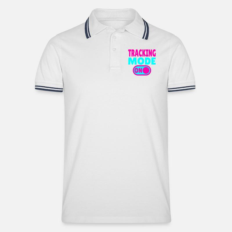 Tracking Mode ON – Abenteuer auf Spurensuche - Männer Tipped Poloshirt - Weiß/Navy