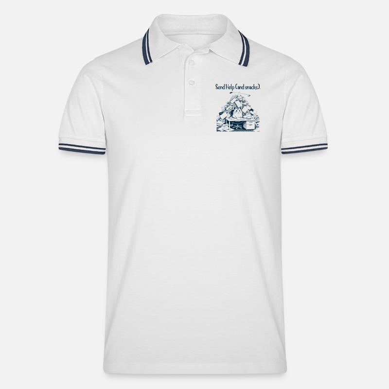 Hamster - Send Help and Snacks - Männer Tipped Poloshirt - Weiß/Navy