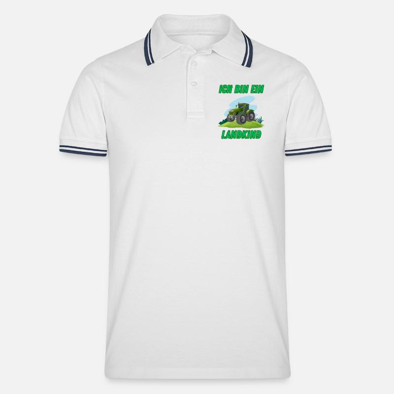Traktor - Ich bin ein Landkind - Männer Tipped Poloshirt - Weiß/Navy
