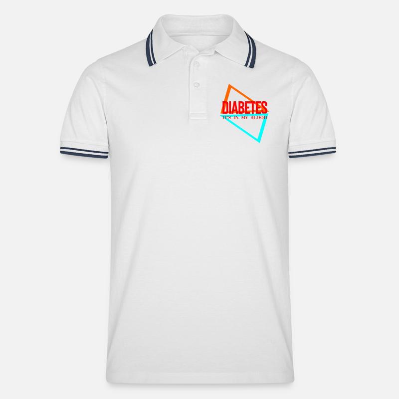 Le diabète, c’est dans mon sang - Polo tipped Homme - blanc/marine