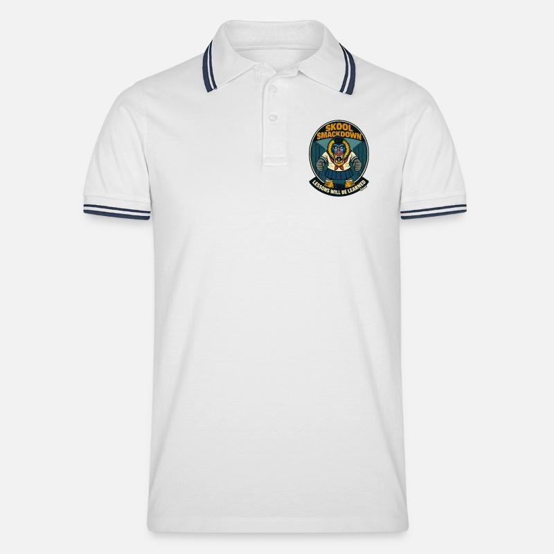 Schule Smackdown Primaten Affe Mandrill - Männer Tipped Poloshirt - Weiß/Navy