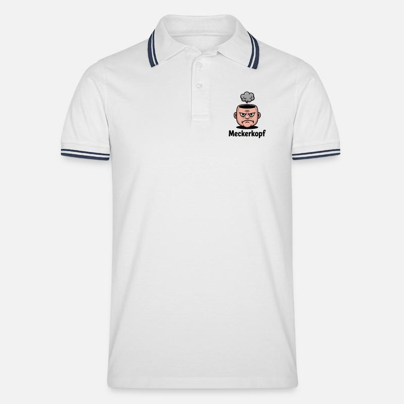 Meckerkopf Genervtes Grumpy Comic Gesicht - Männer Tipped Poloshirt - Weiß/Navy