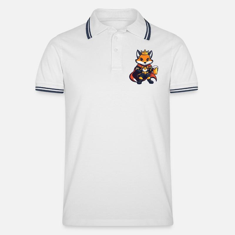 Fuchs Bier König - Männer Tipped Poloshirt - Weiß/Navy