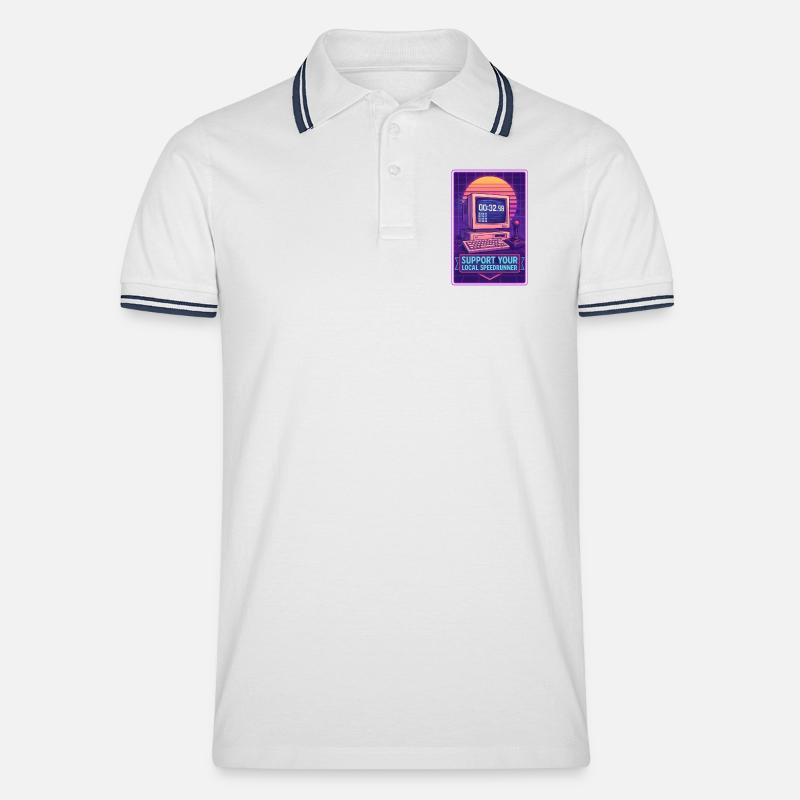 Speedrunner supporten | Retro Gaming Timer - Männer Tipped Poloshirt - Weiß/Navy
