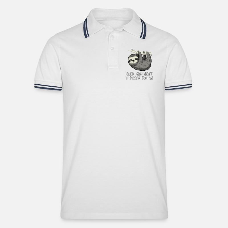 Faultier Spruch Lustig Sarkasmus - Männer Tipped Poloshirt - Weiß/Navy