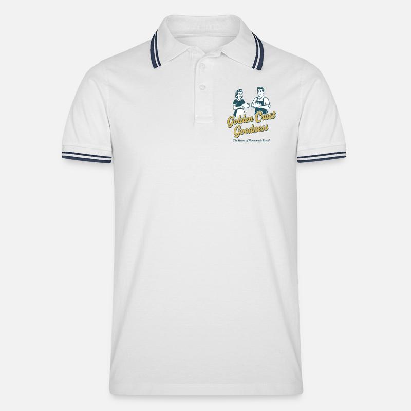 Sauerteigbrot Backen Mit Goldener Kruste - Männer Tipped Poloshirt - Weiß/Navy