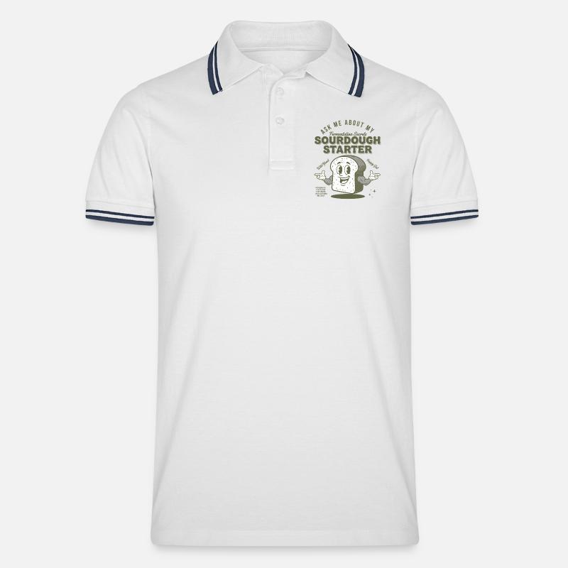 Sauerteig Starter Brot Backen Bäcker Sauerteig - Männer Tipped Poloshirt - Weiß/Navy