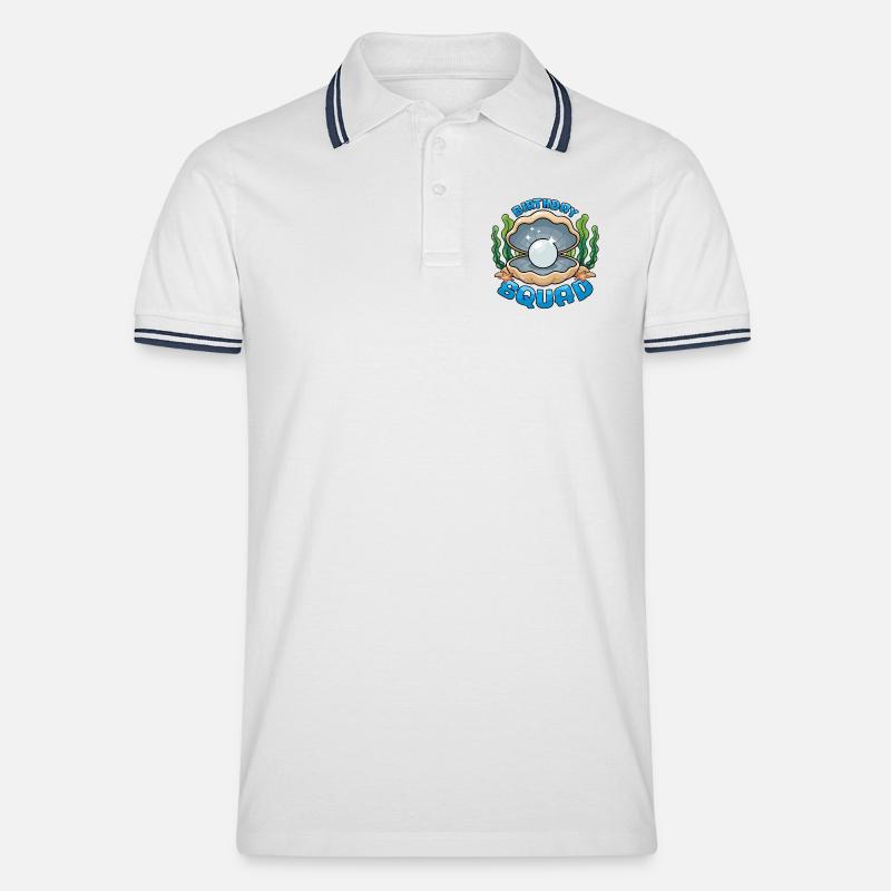 Birthday Squad Beach Summer Cruise Shell - Männer Tipped Poloshirt - Weiß/Navy