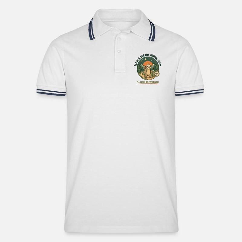 Langsame und stetige Wandergruppe - Männer Tipped Poloshirt - Weiß/Navy