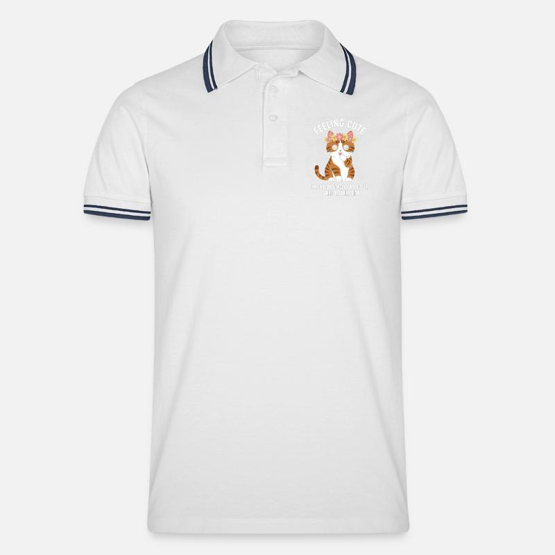 Kätzchen Spruch Chaos - Männer Tipped Poloshirt - Weiß/Navy