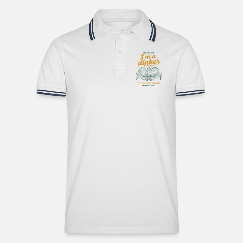 Pickleball Funny Player Jeg Elsker Dinker - Tipped poloshirt herre - hvid/marineblå
