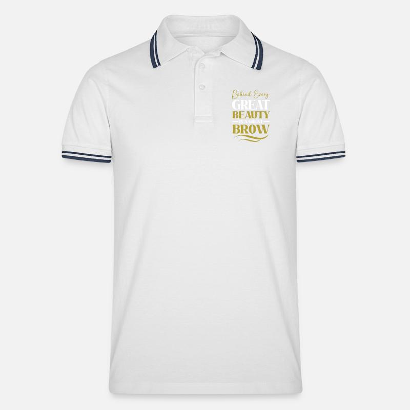 Microblading Make-up Kosmetik Kosmetikerin - Männer Tipped Poloshirt - Weiß/Navy