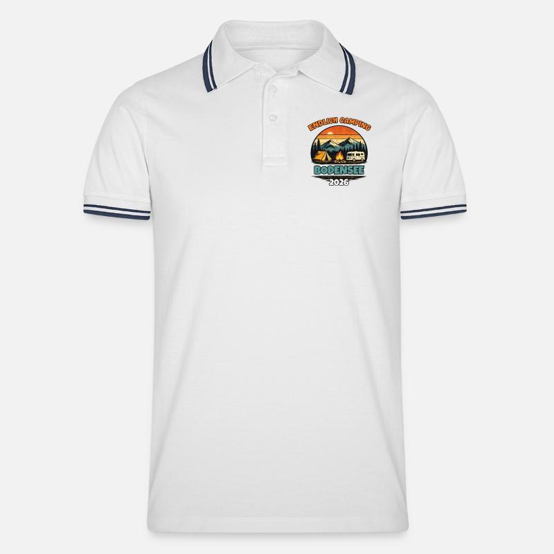 Endlich Camping Bodensee 2026 Camper Wohnmobil  - Männer Tipped Poloshirt - Weiß/Navy