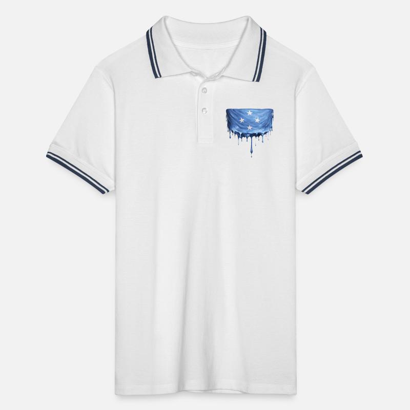 Drapeau dégoulinant de Micronésie Polo tipped Homme