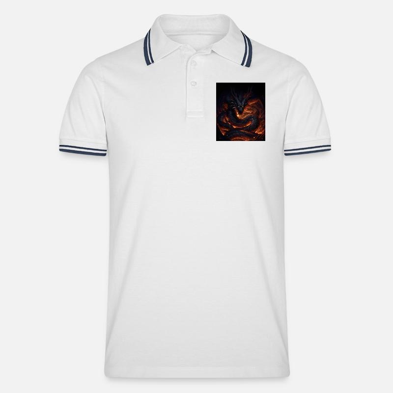 Dragon de lave dans Shadowfire - Polo tipped Homme - blanc/marine