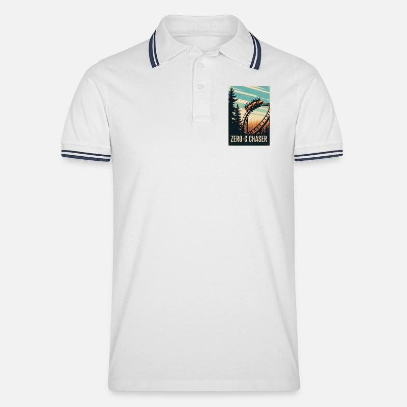 Zero-G Jäger | Achterbahn Thrill - Männer Tipped Poloshirt - Weiß/Navy